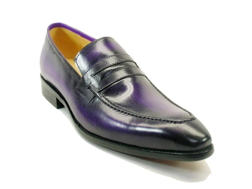 Leder-Slip-On-Penny-Loafer in Lila