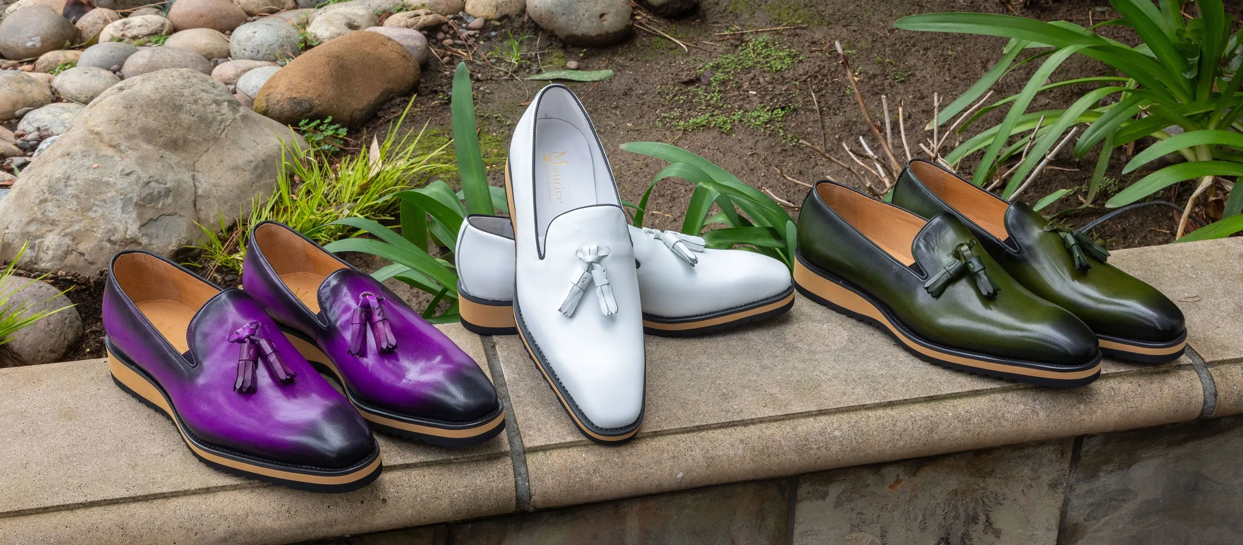 Leder-Slip-On mit Quasten in Lila