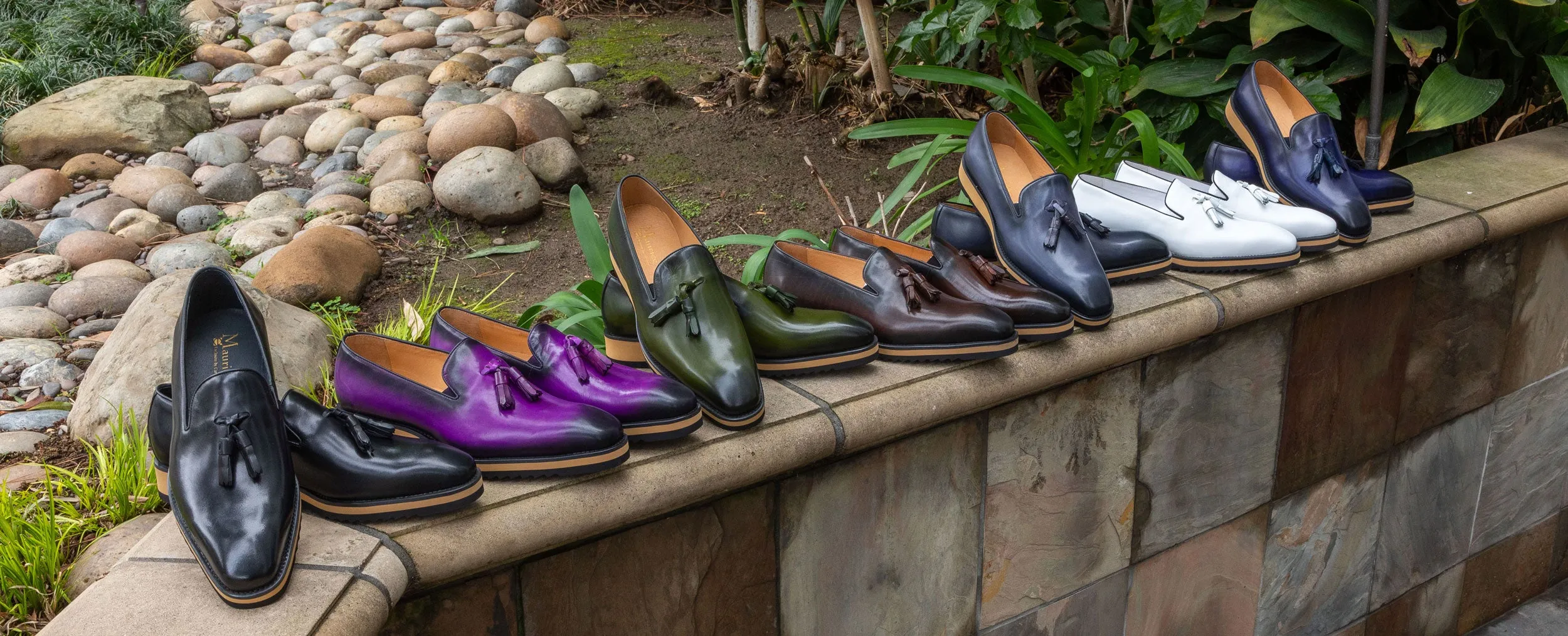 Leder-Slip-On mit Quasten in Lila