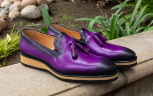 Leder-Slip-On mit Quasten in Lila