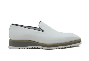 Weißer Kalbsleder-Venetianer-Loafer im Slip-On-Design