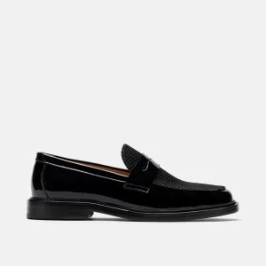 Calum Schwarze Leder-Penny-Loafer