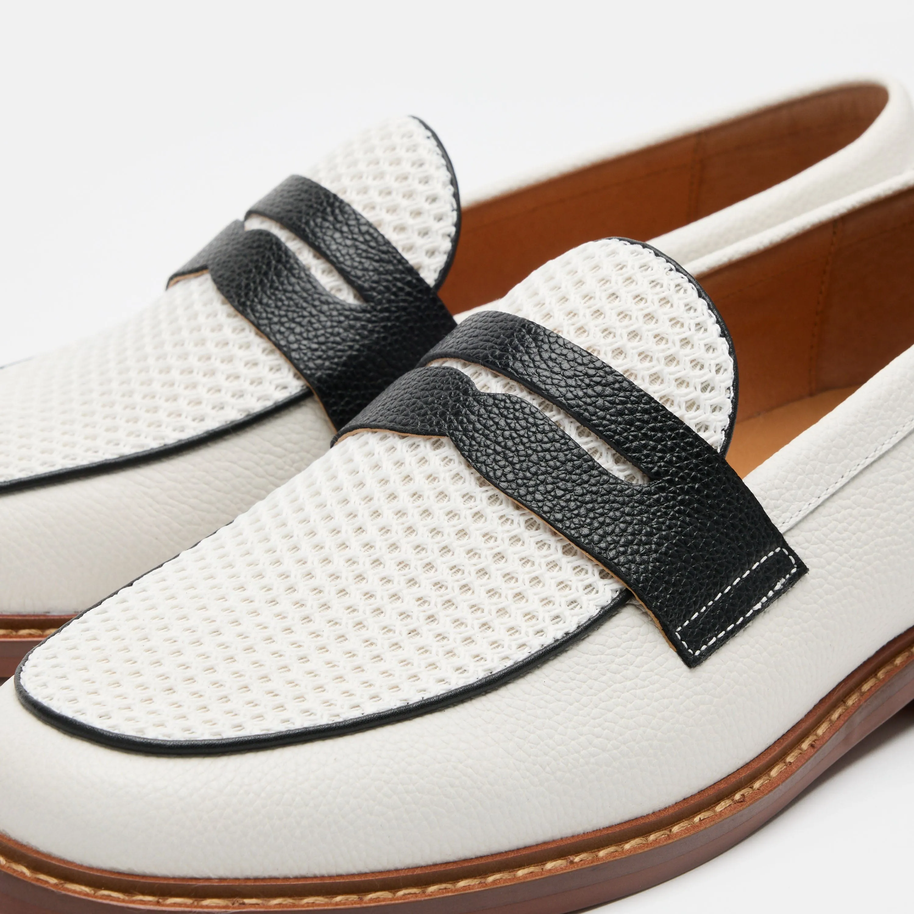 Calum Weiße Leder-Penny-Loafer