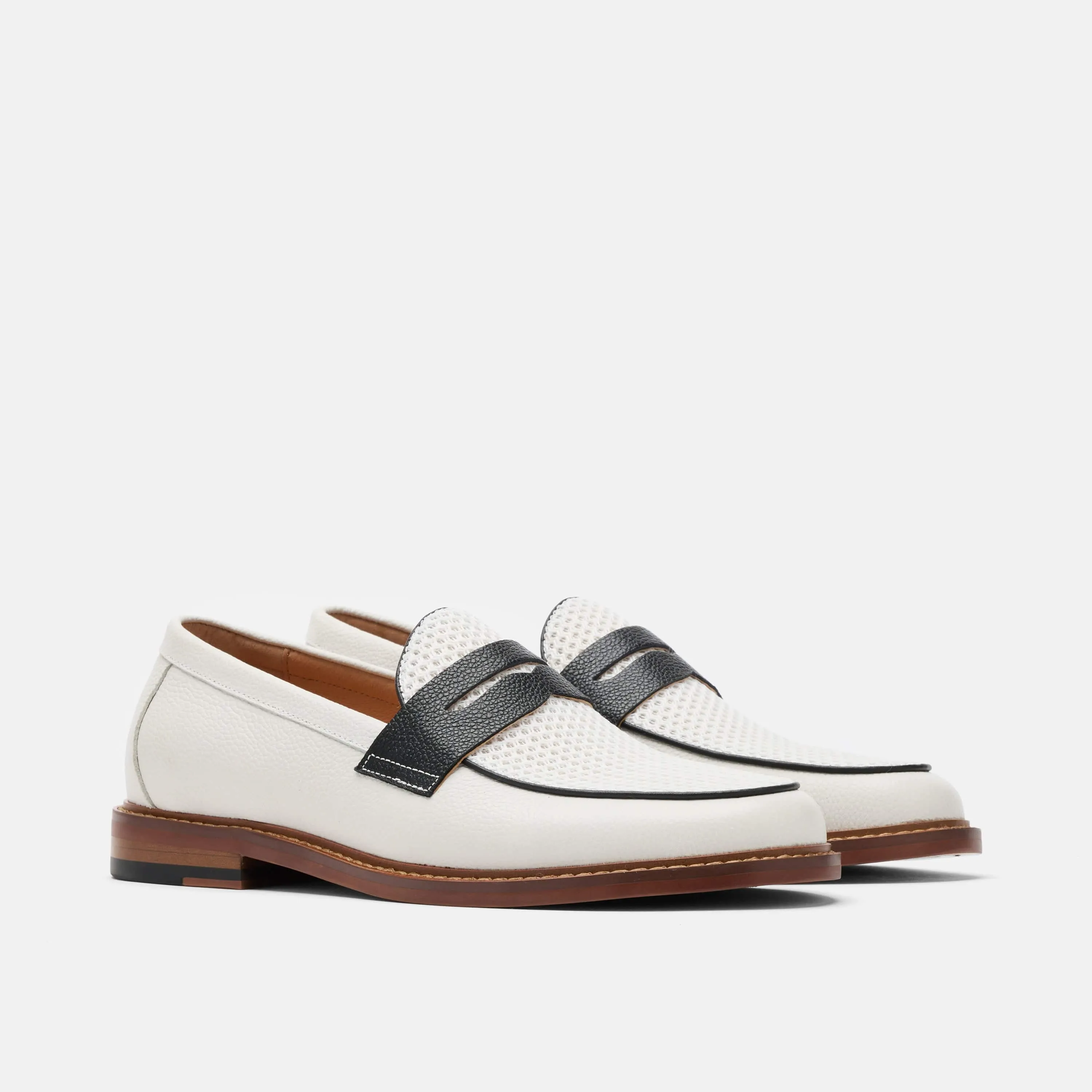 Calum Weiße Leder-Penny-Loafer