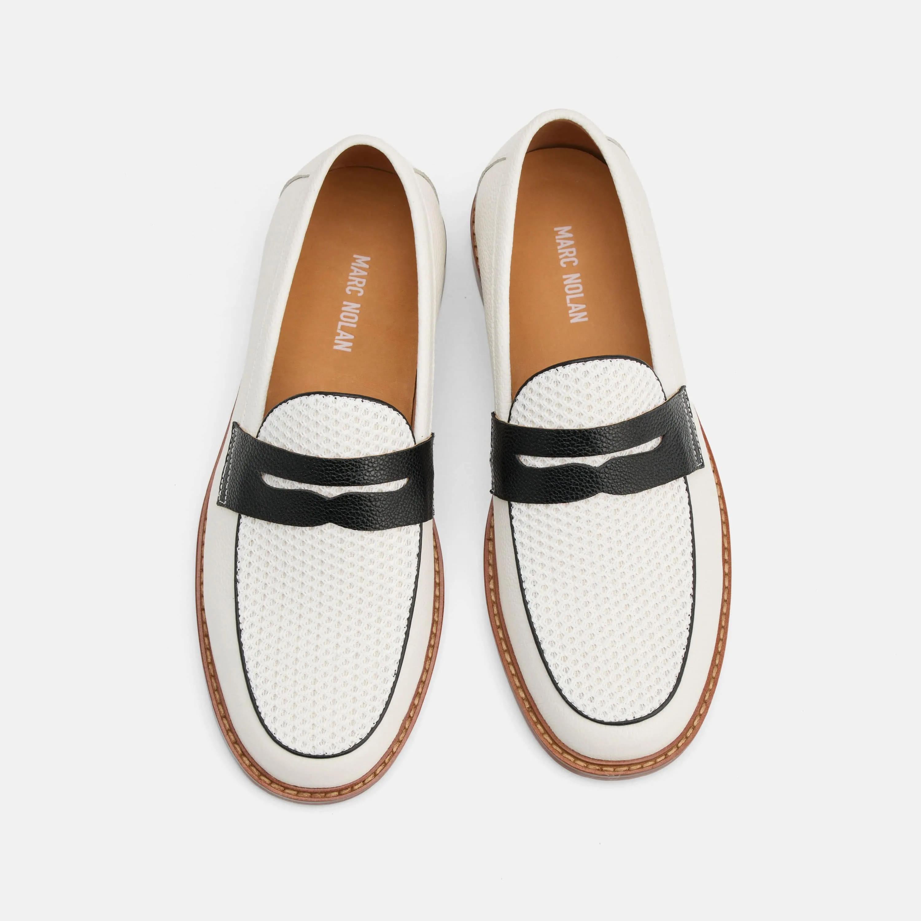 Calum Weiße Leder-Penny-Loafer