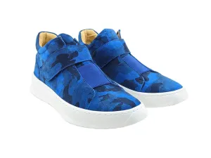 Tarnung bedruckter Wildleder High Top Sneaker Blau