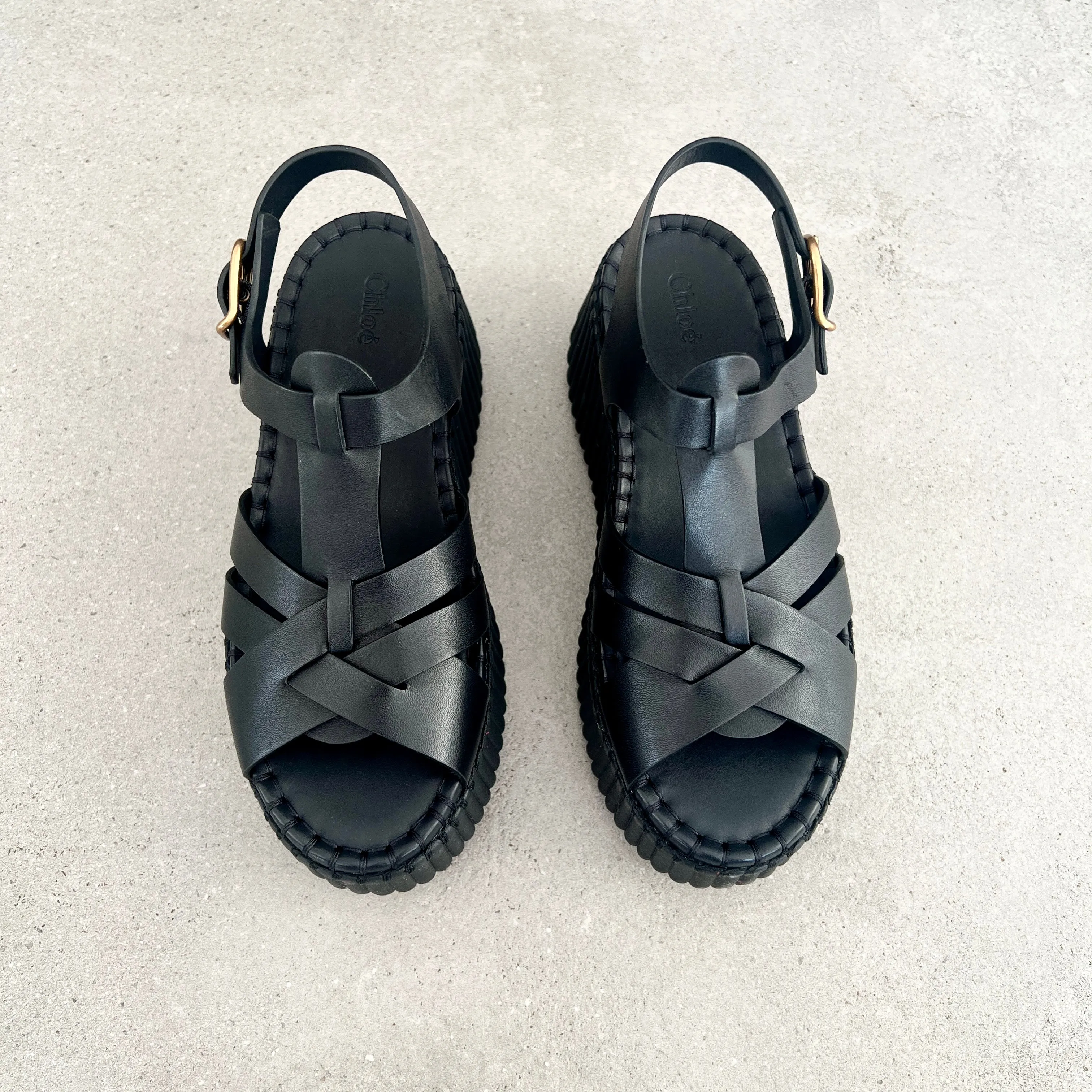 Chloé Schuhe Nama Keilabsatz, Tonales Schwarz