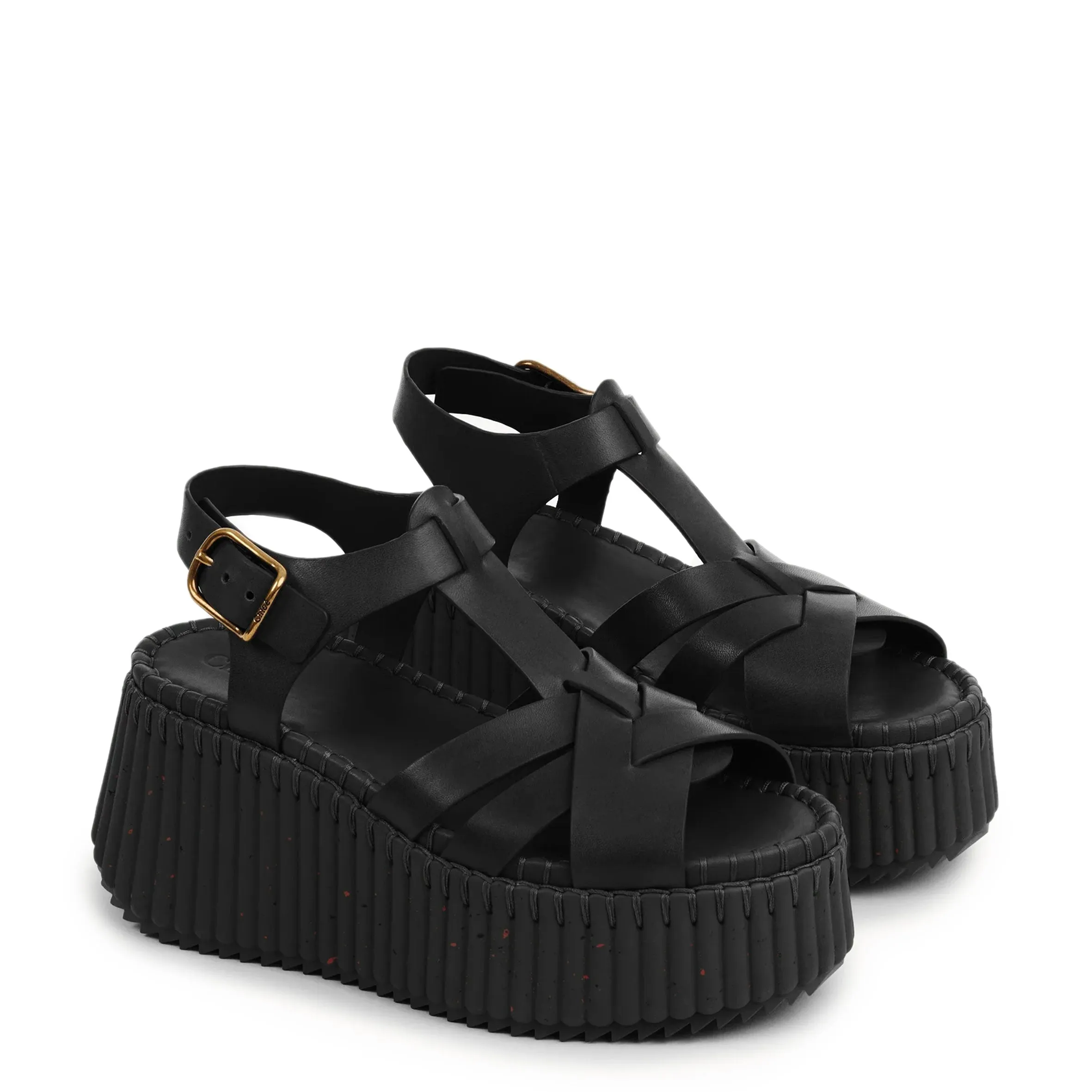 Chloé Schuhe Nama Keilabsatz, Tonales Schwarz