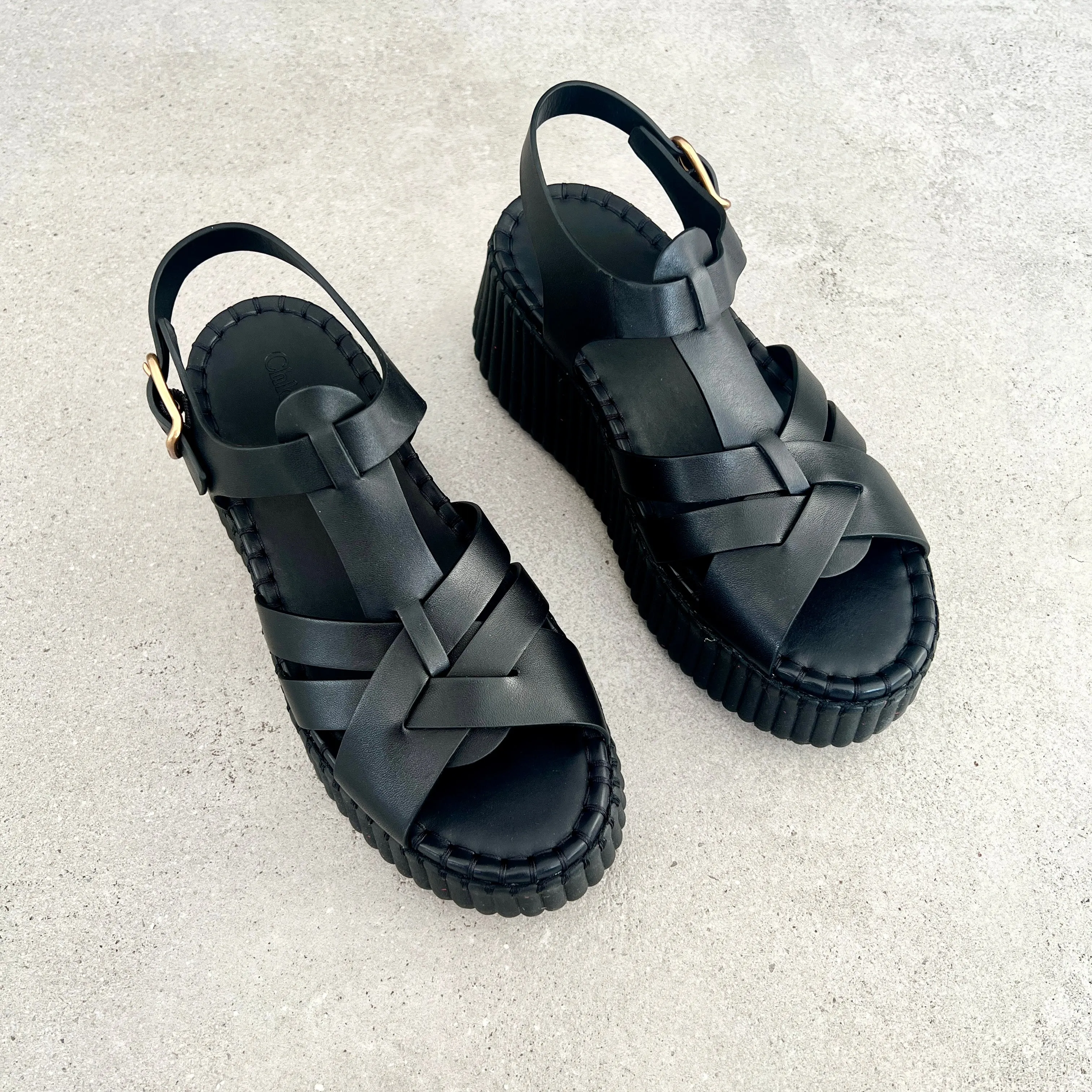 Chloé Schuhe Nama Keilabsatz, Tonales Schwarz