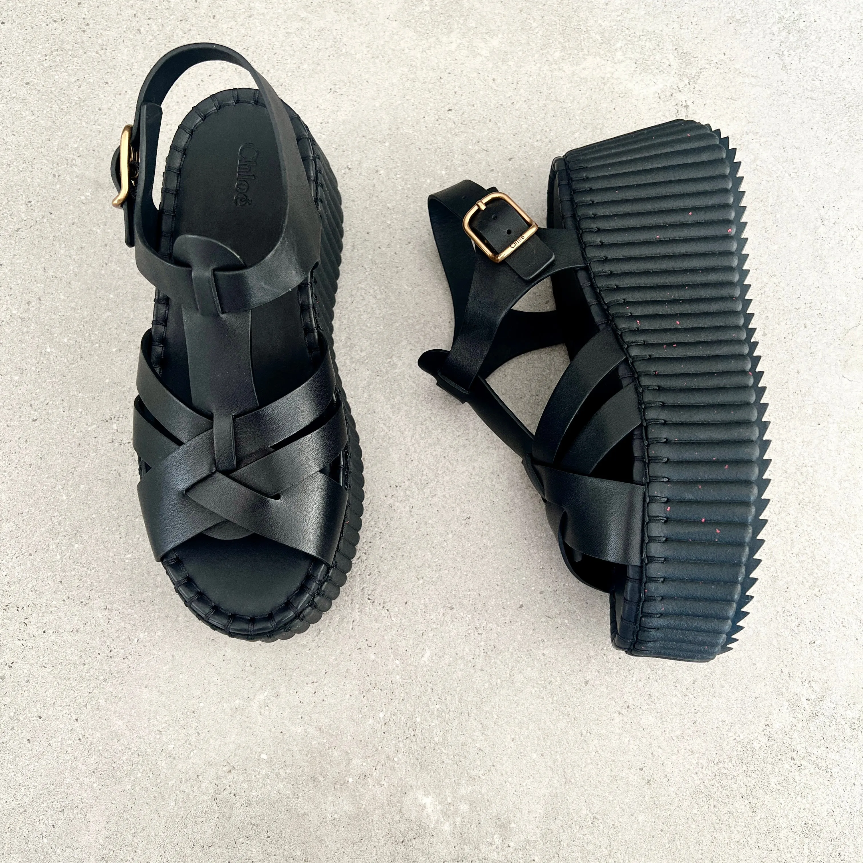 Chloé Schuhe Nama Keilabsatz, Tonales Schwarz
