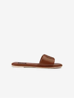 Choy Damen Vegan-Leder Logo Slider Sandalen | Hellbraun