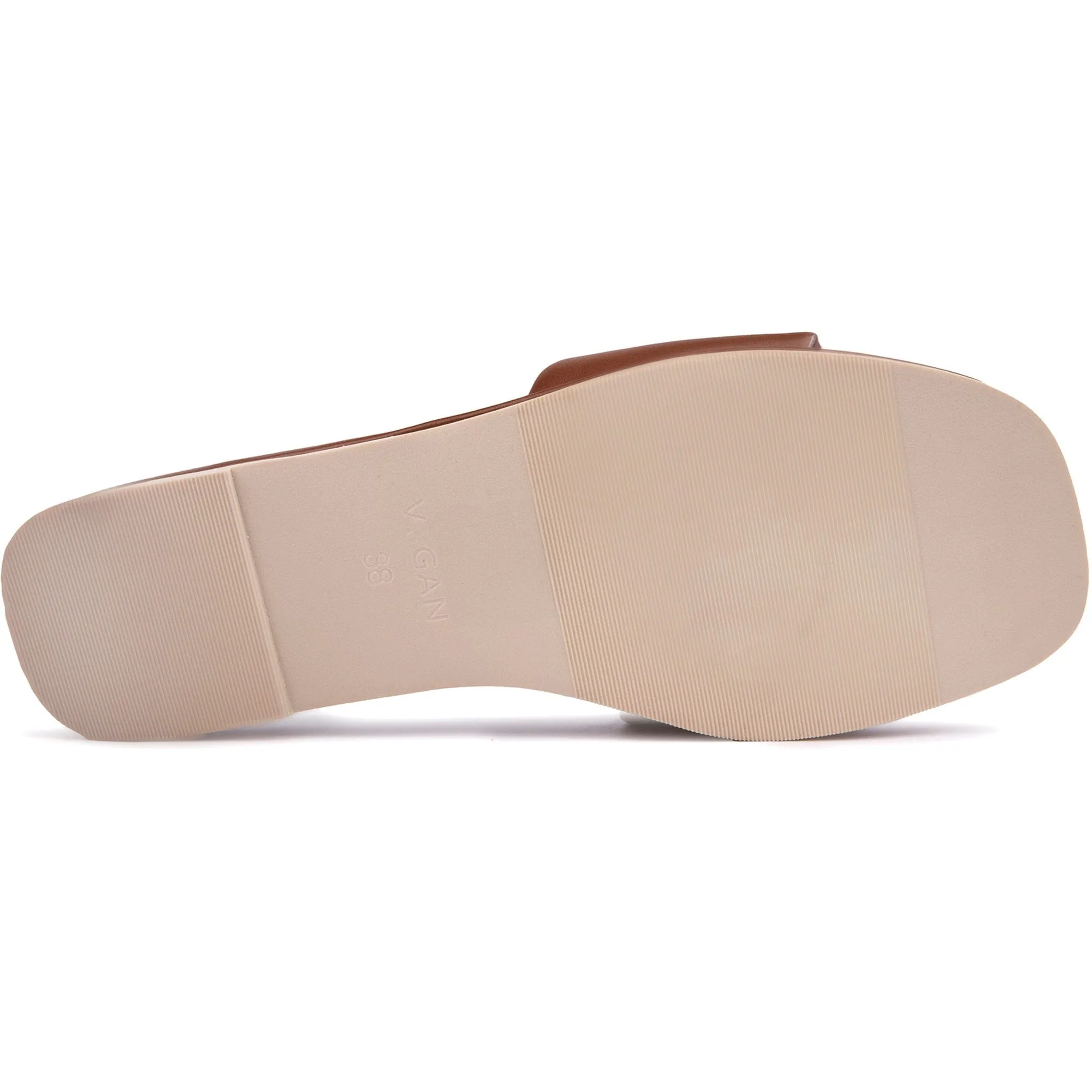 Choy Damen Vegan-Leder Logo Slider Sandalen | Hellbraun