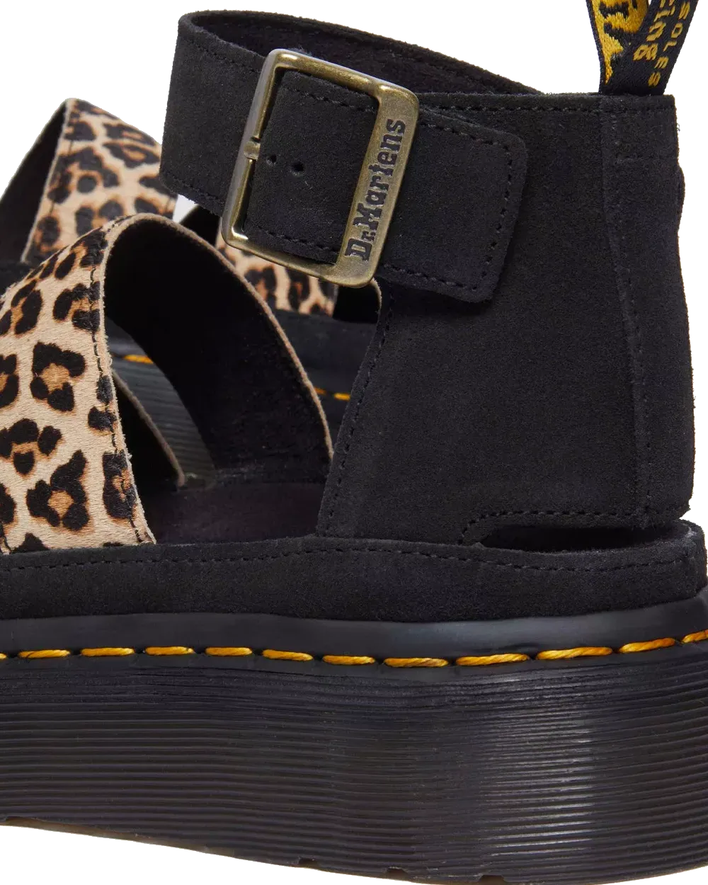 Clarissa II Quad Leopardenfell-Sandalen in Hellbraun & Schwarz
