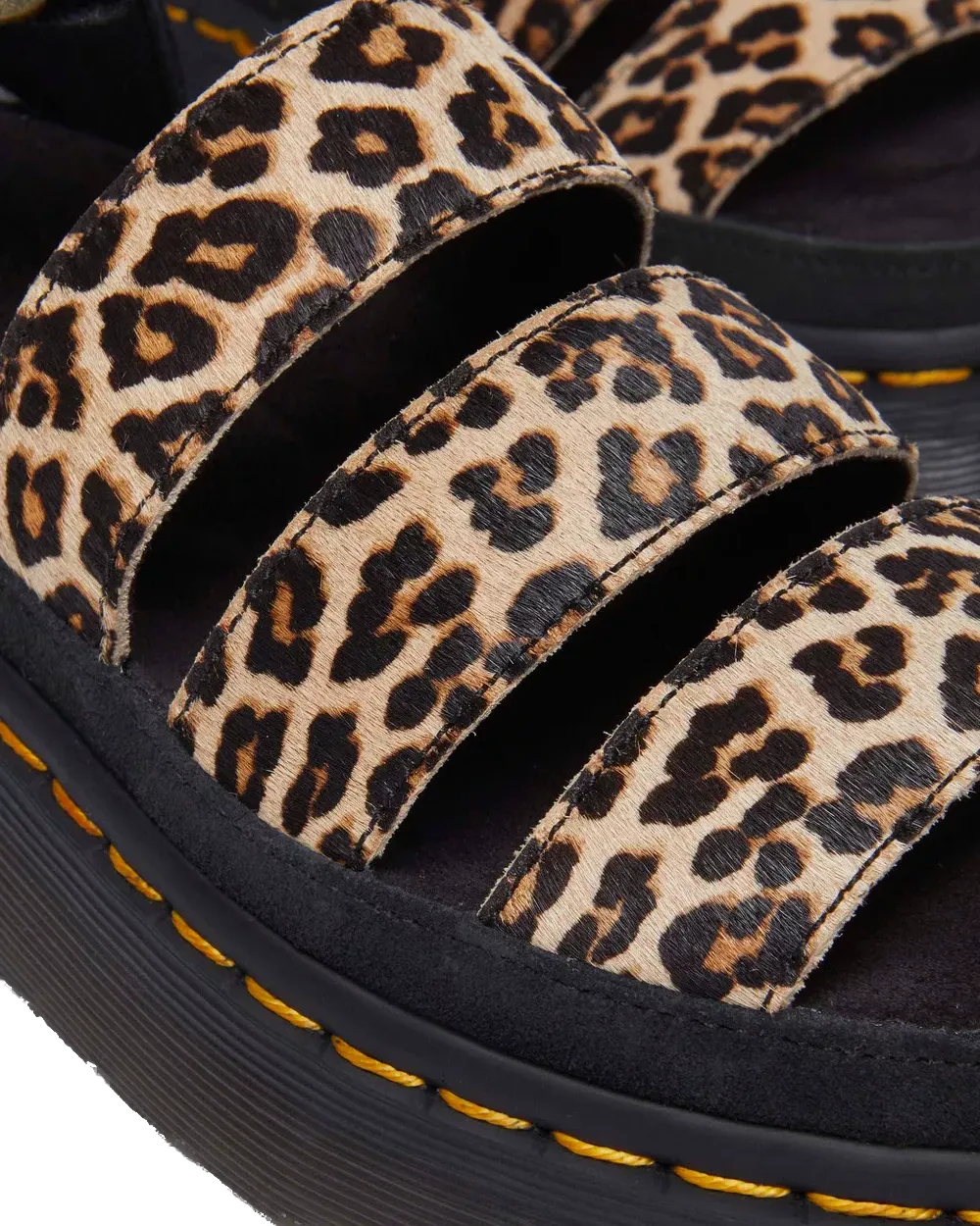 Clarissa II Quad Leopardenfell-Sandalen in Hellbraun & Schwarz