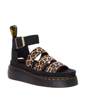 Clarissa II Quad Leopardenfell-Sandalen in Hellbraun & Schwarz