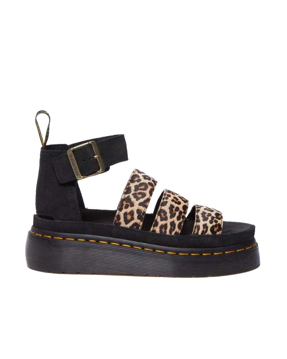 Clarissa II Quad Leopardenfell-Sandalen in Hellbraun & Schwarz