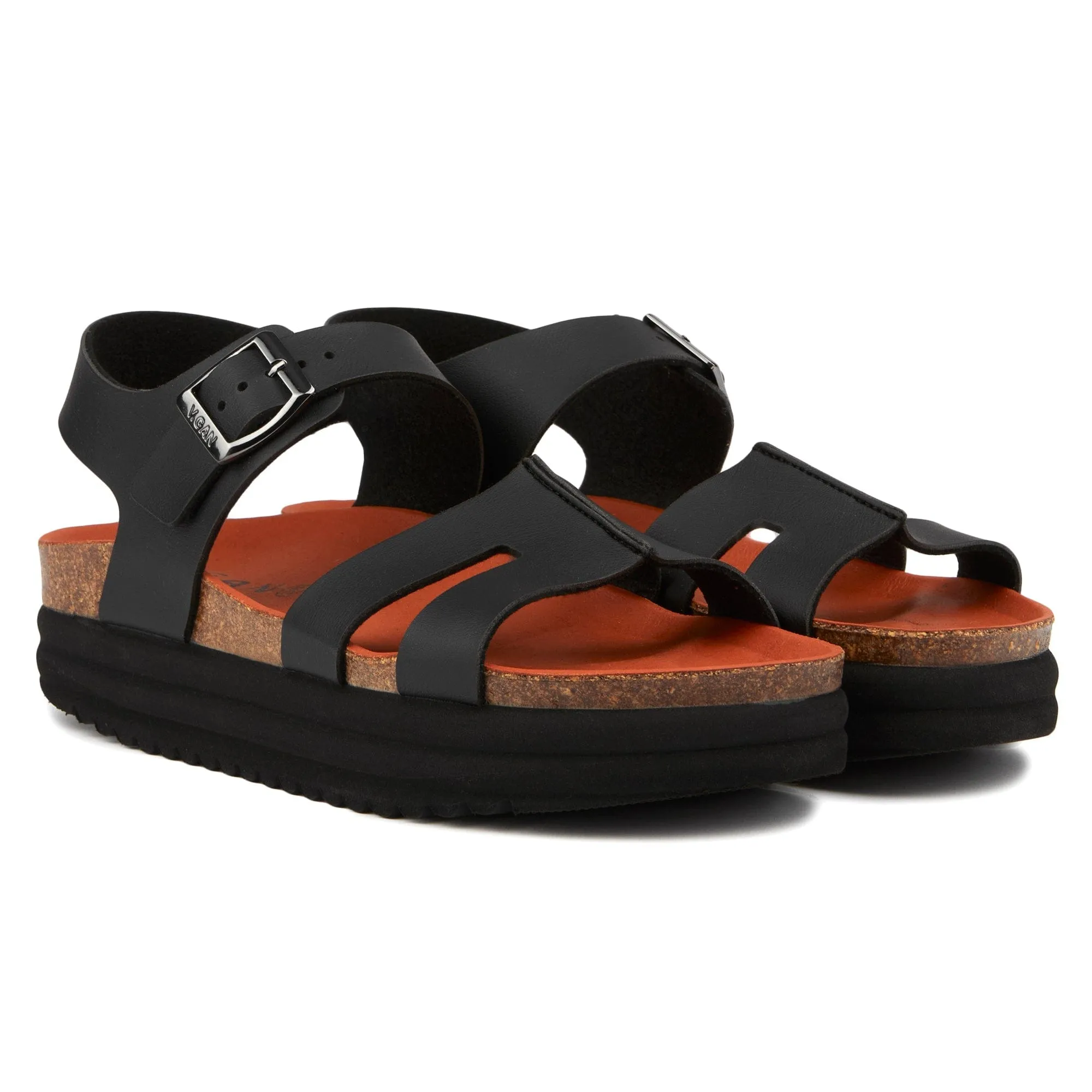 Clove II Damen Vegane Plateausandalen | Schwarz