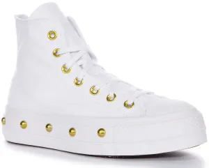 Converse All Star Lift A06787C in Weißgold Studds Schuhe Converse