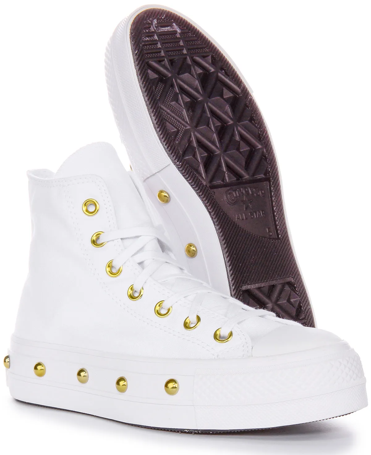 Converse All Star Lift A06787C in Weißgold Studds Schuhe Converse