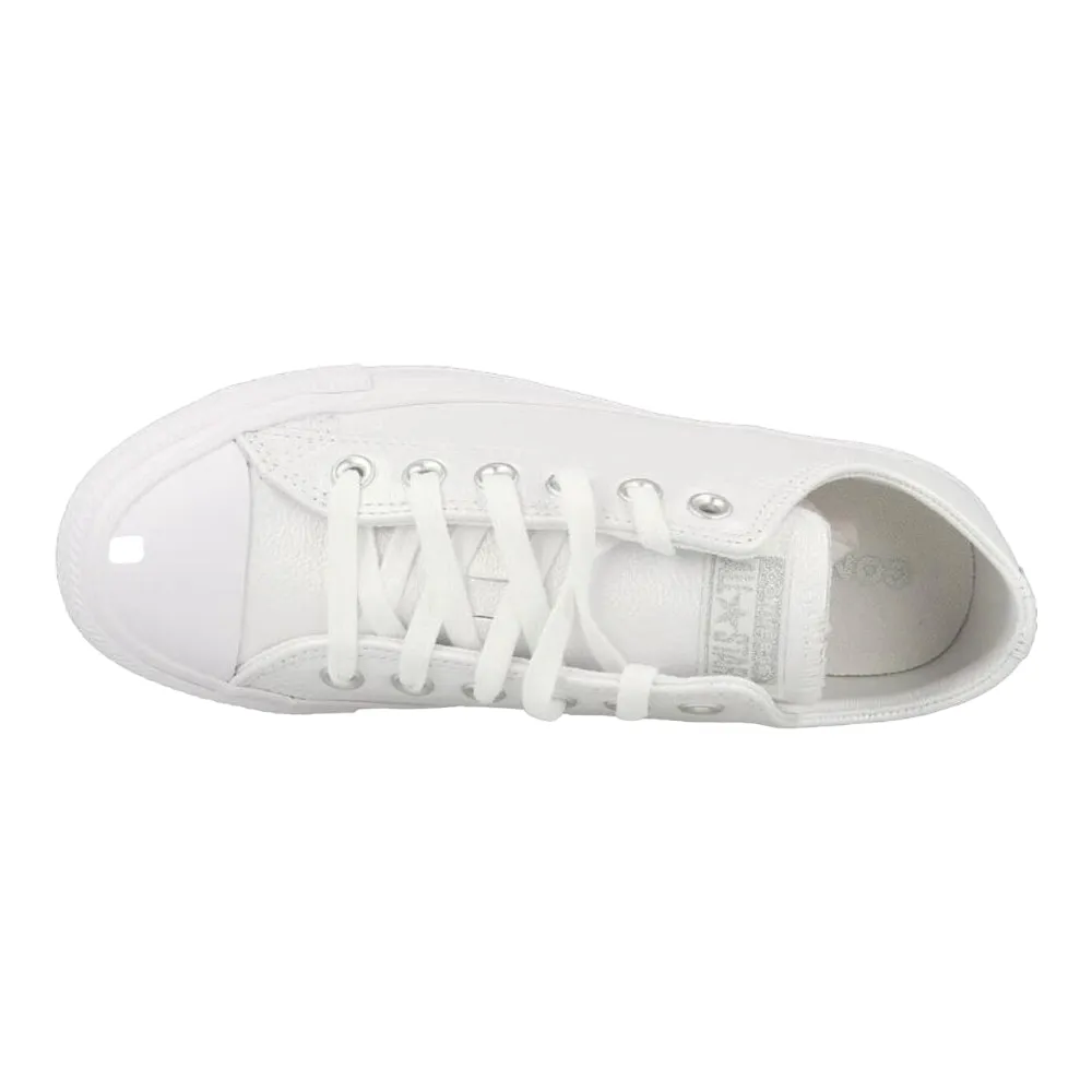 Converse Chuck Taylor All Star OX Kinder Weißes Glänzendes Leder Sneaker Ecco Schuhe