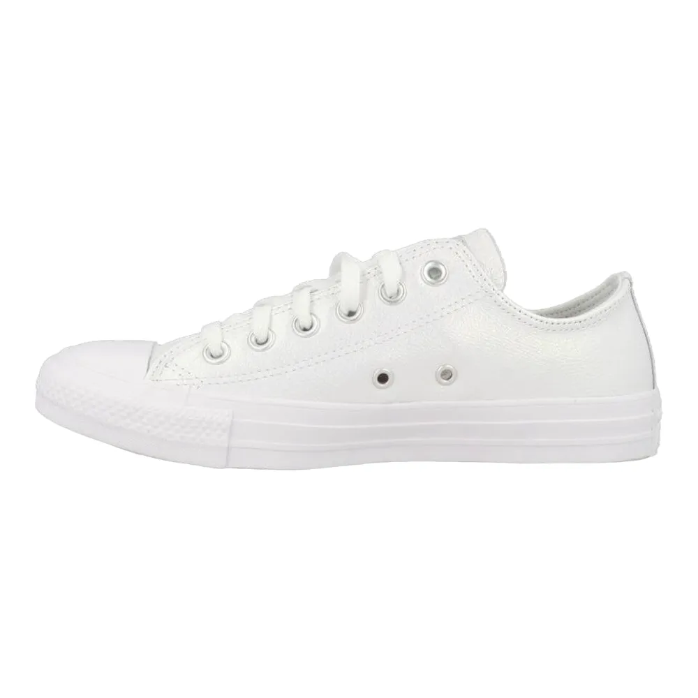 Converse Chuck Taylor All Star OX Kinder Weißes Glänzendes Leder Sneaker Ecco Schuhe