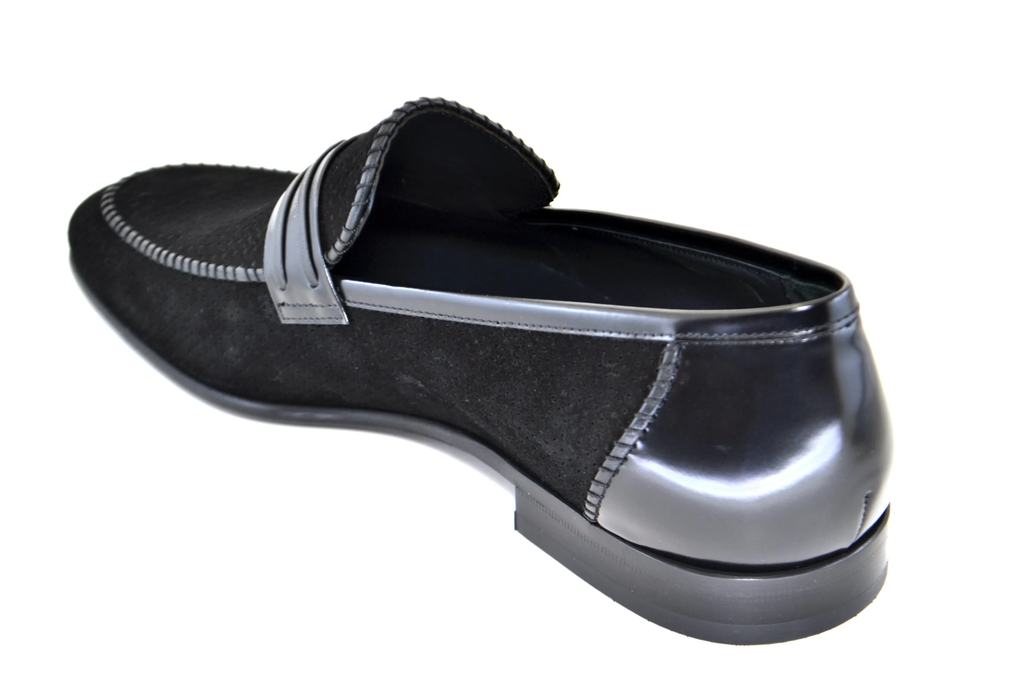 Corrente Perforiertes Wildleder Slip-On Loafer Schwarz
