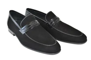 Corrente Perforiertes Wildleder Slip-On Loafer Schwarz