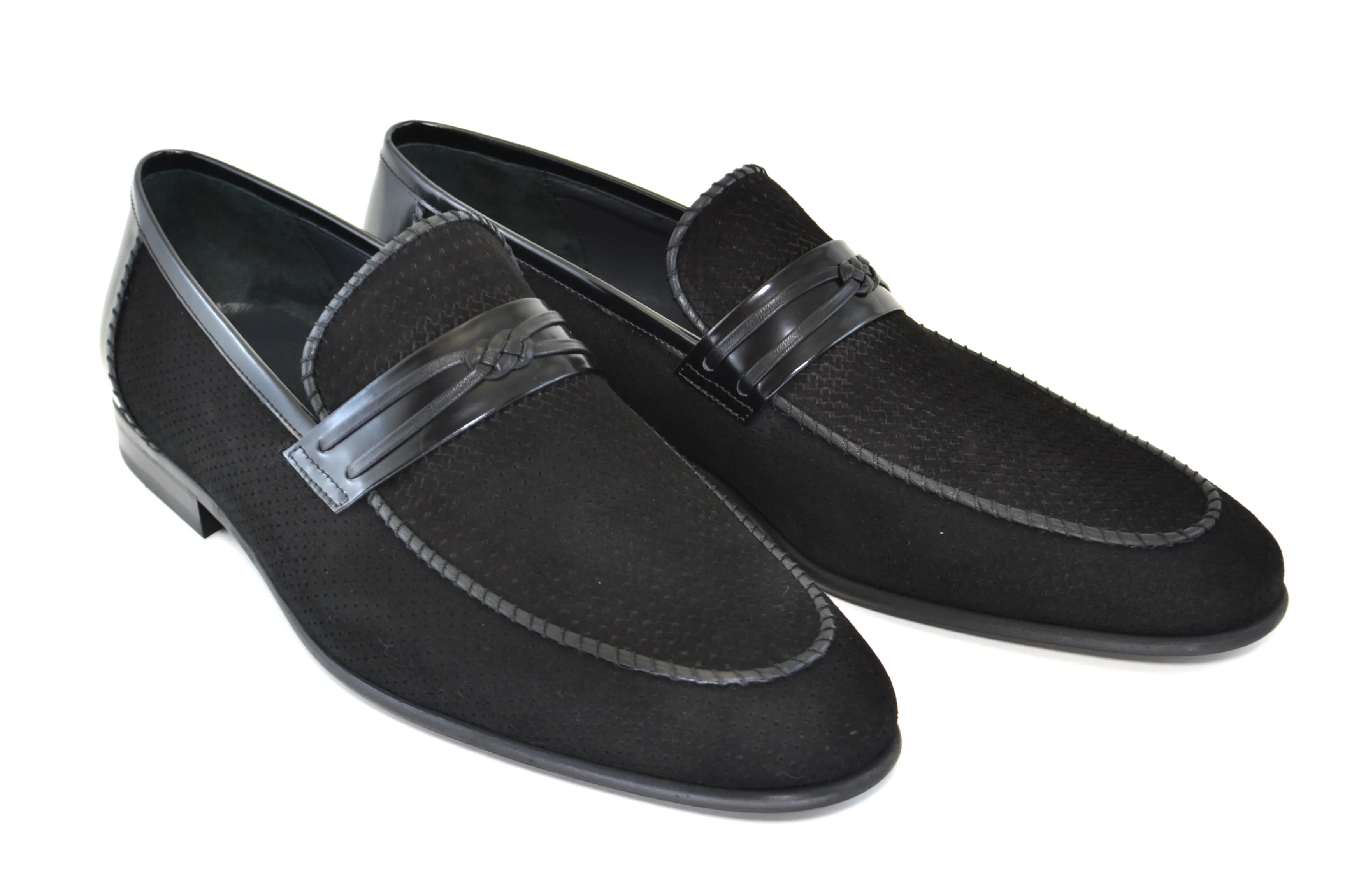 Corrente Perforiertes Wildleder Slip-On Loafer Schwarz