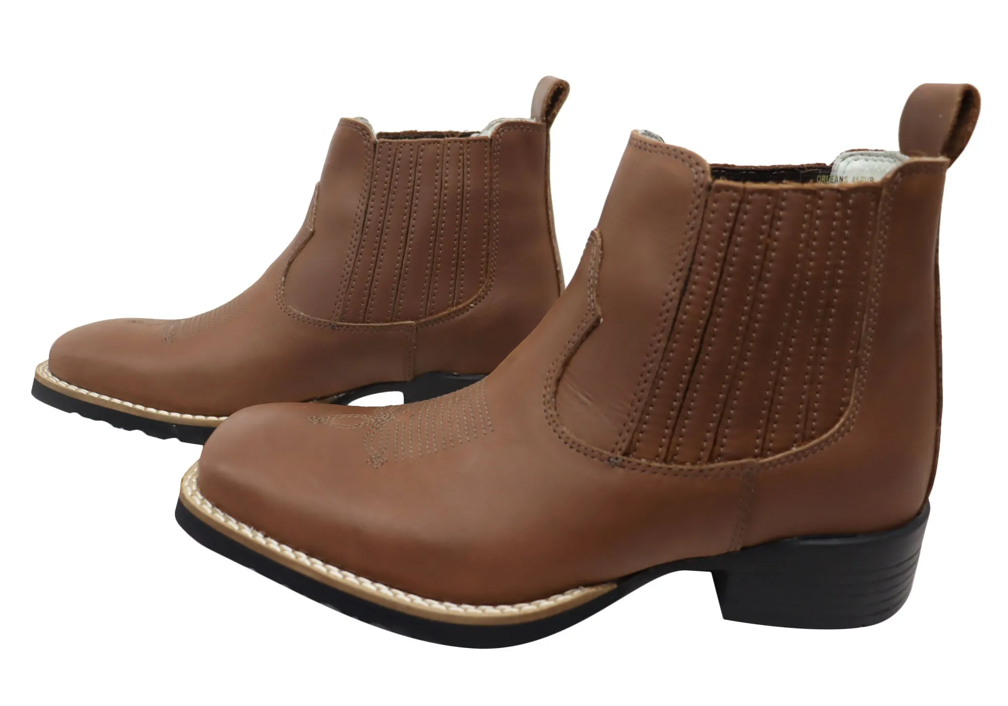 D Milton Orleans Herren Bequeme Leder Western Cowboy Chelsea Stiefel D Milton Schuhe