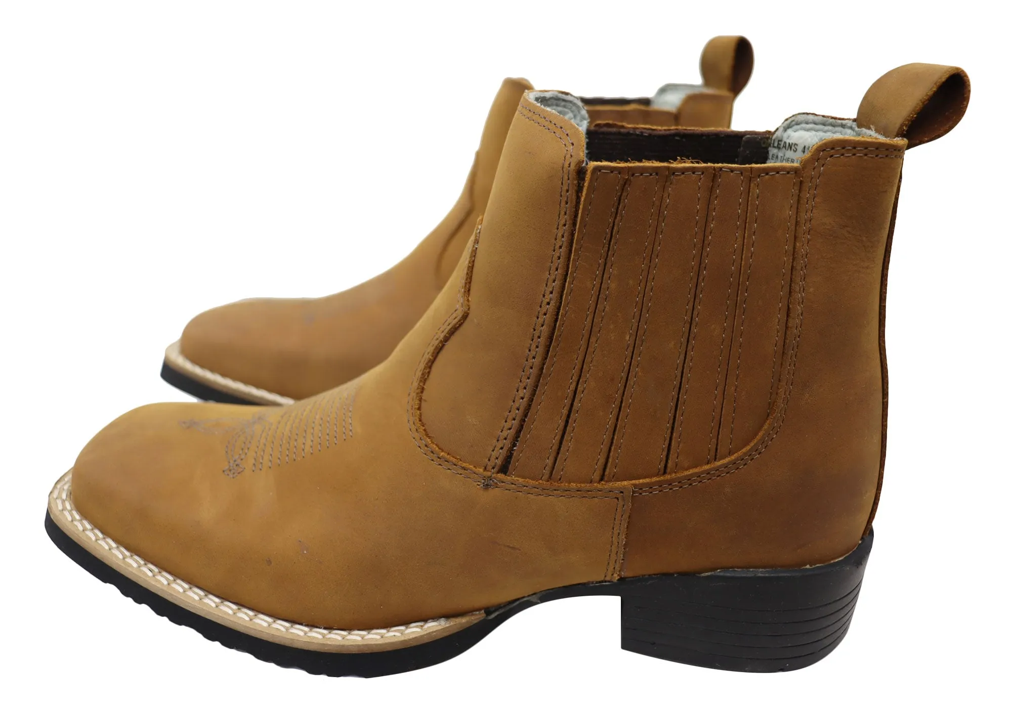 D Milton Orleans Herren Bequeme Leder Western Cowboy Chelsea Stiefel D Milton Schuhe