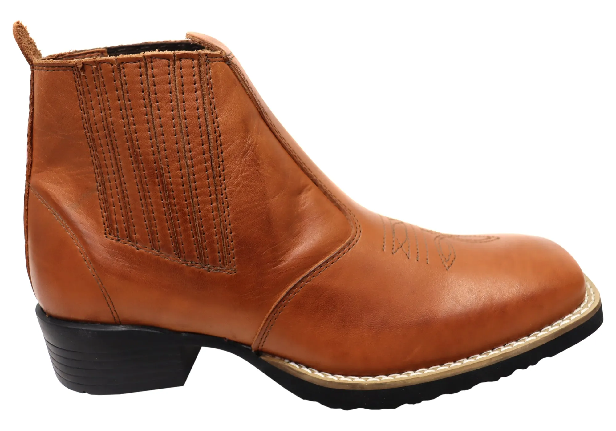 D Milton Orleans Herren Bequeme Leder Western Cowboy Chelsea Stiefel D Milton Schuhe