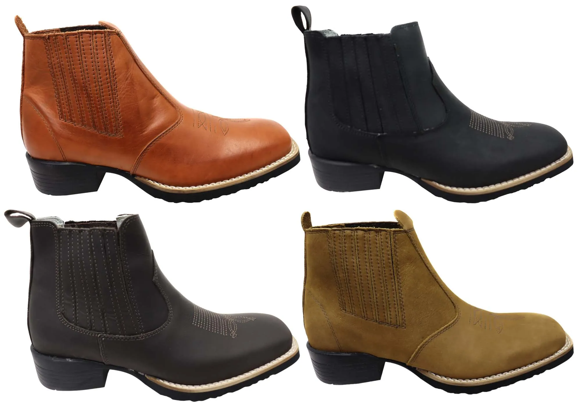 D Milton Orleans Herren Bequeme Leder Western Cowboy Chelsea Stiefel D Milton Schuhe