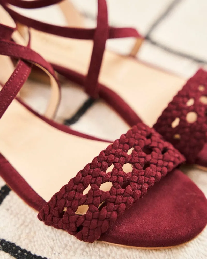 Dahlia Vegan Wildleder Geflochtene Sandalen | Bordeaux