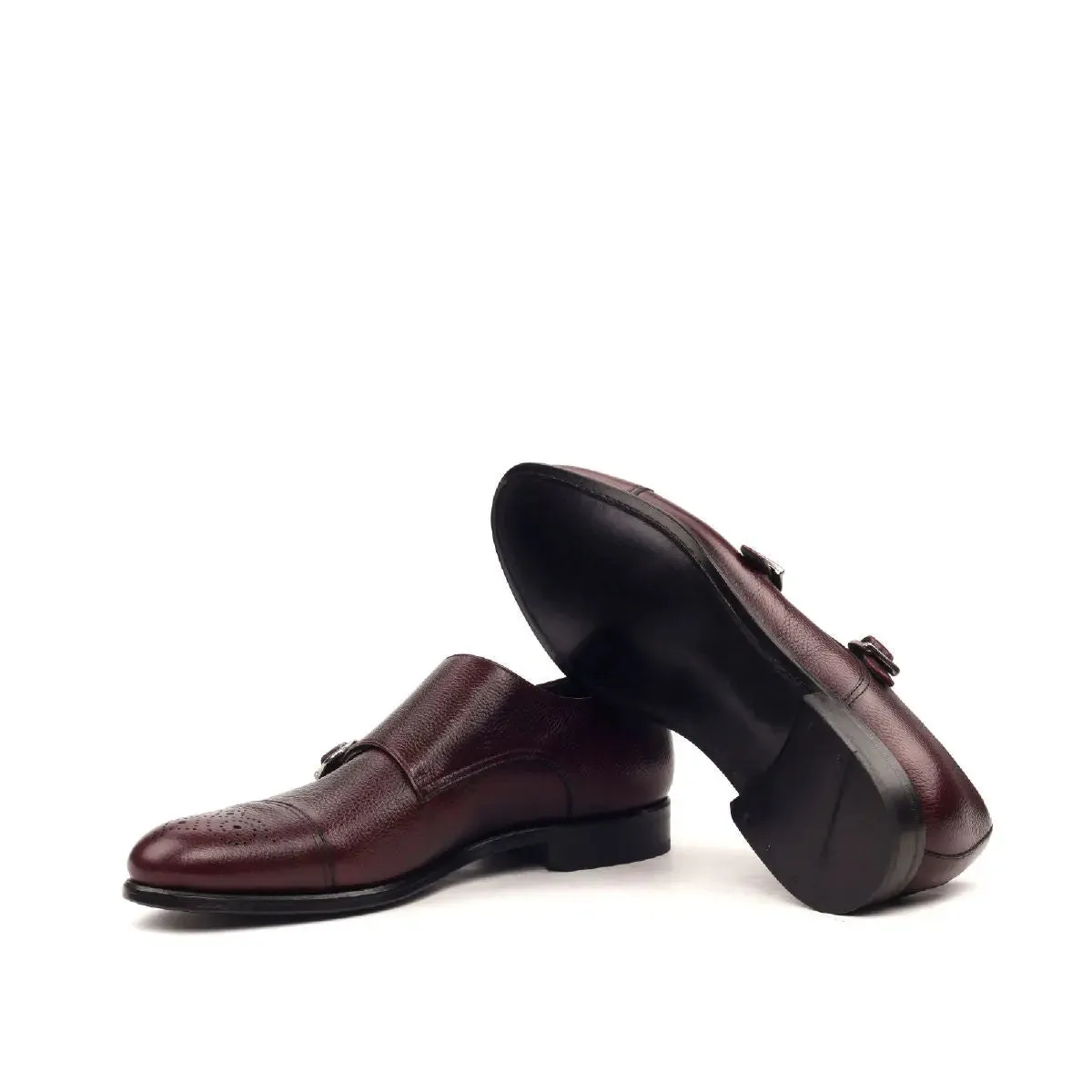 Dapperfam Schuhe DapperFam Monaco in Burgunderrot Herren Italienisches Vollrindleder Doppelmonk