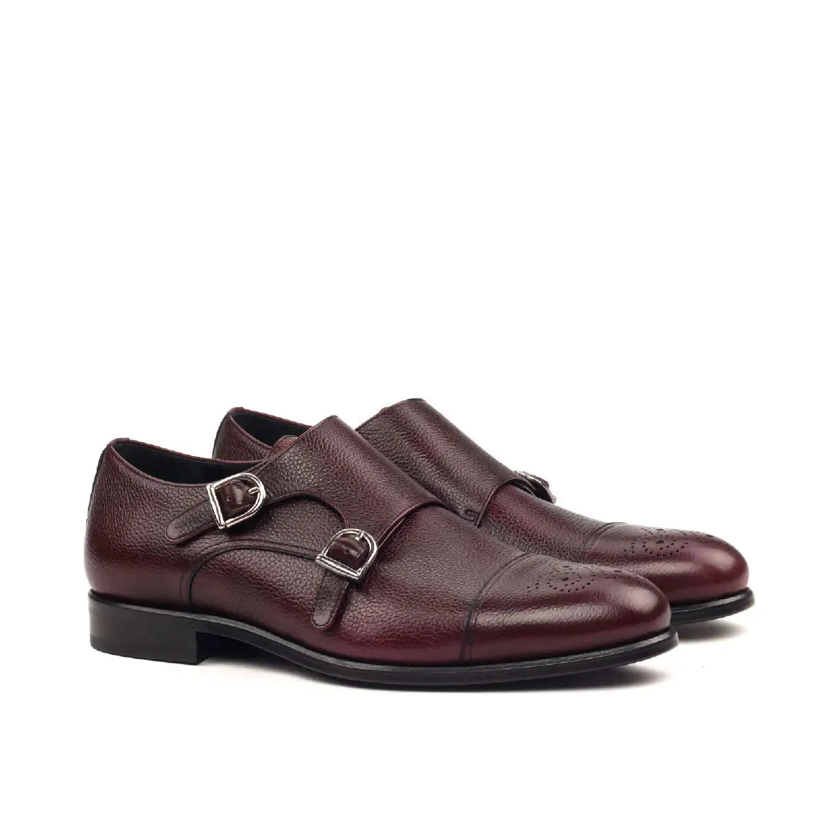 Dapperfam Schuhe DapperFam Monaco in Burgunderrot Herren Italienisches Vollrindleder Doppelmonk