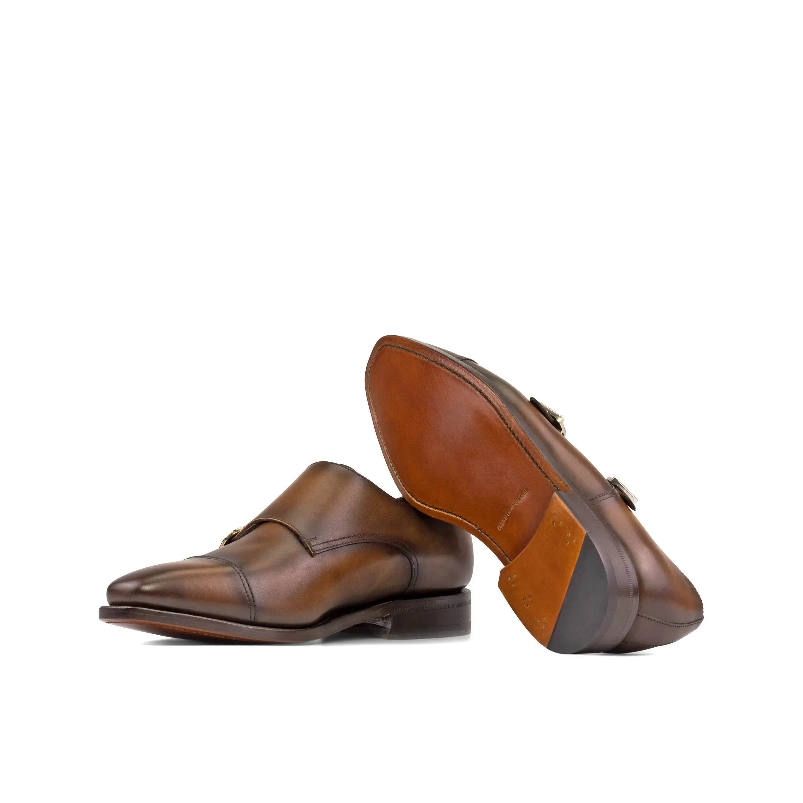 Dapperfam Schuhe DapperFam Monaco in Cognac Herren Italienisches Leder Doppelmonk