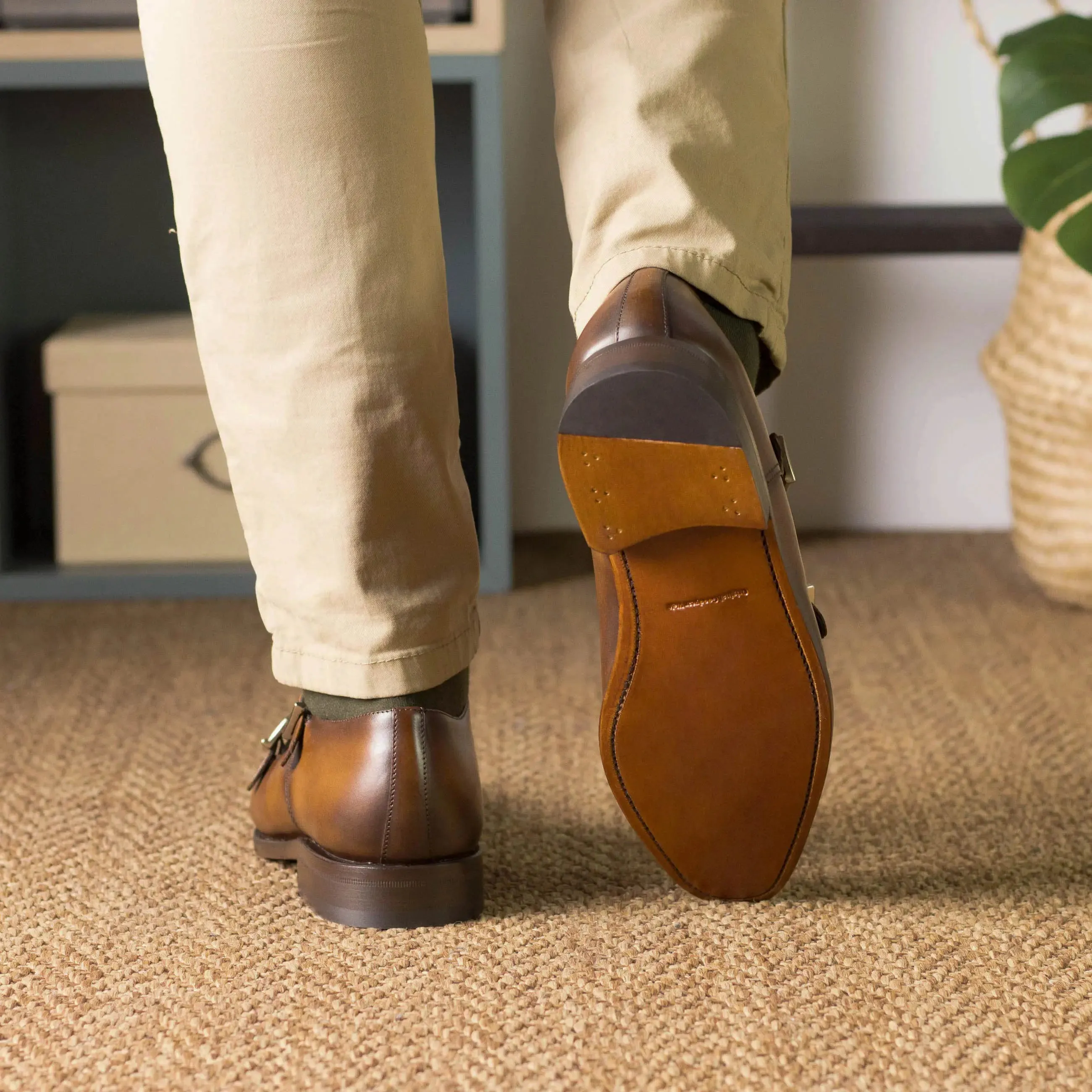 Dapperfam Schuhe DapperFam Monaco in Cognac Herren Italienisches Leder Doppelmonk