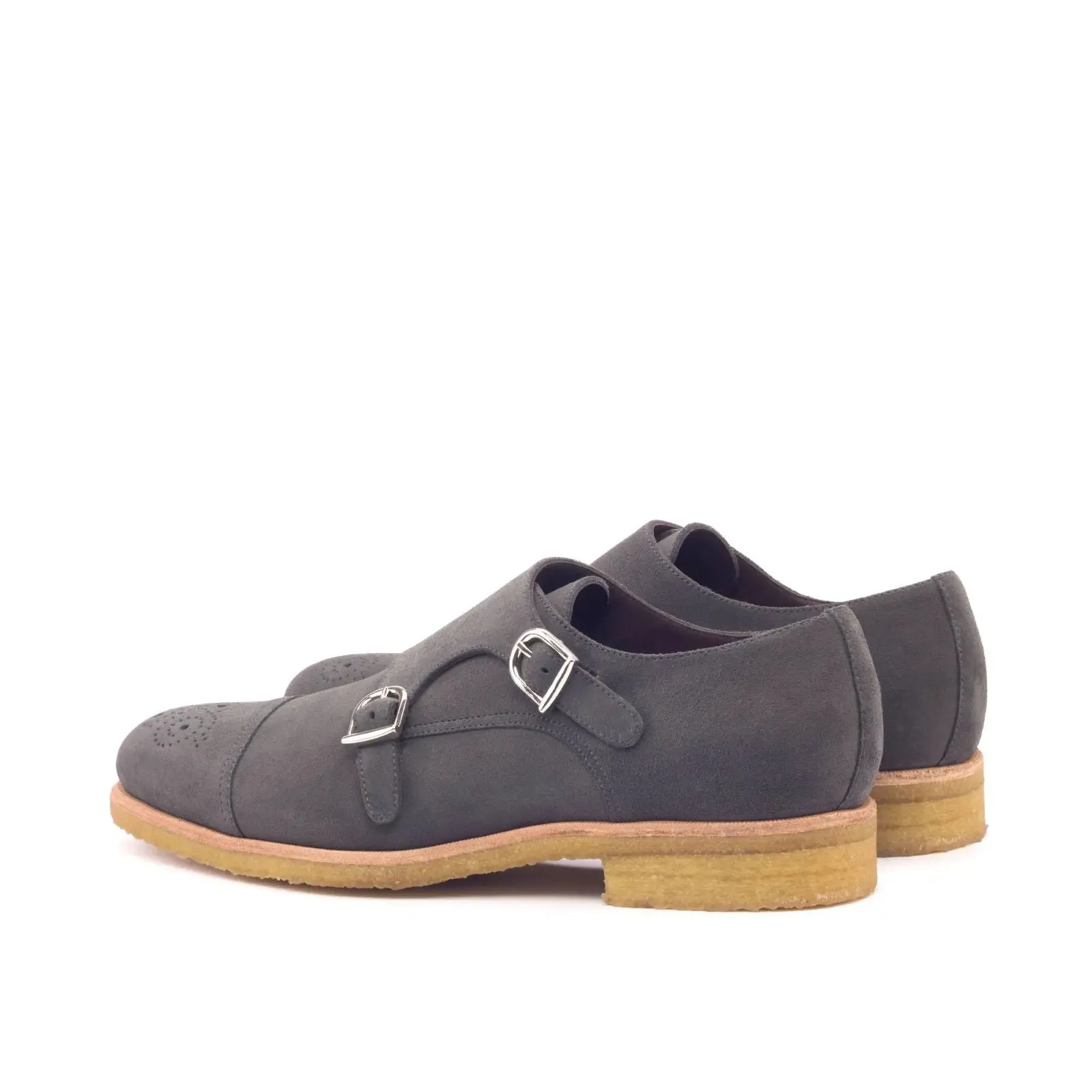 Dapperfam Schuhe DapperFam Monaco in Grau Herren Lux Wildleder Doppelmonk