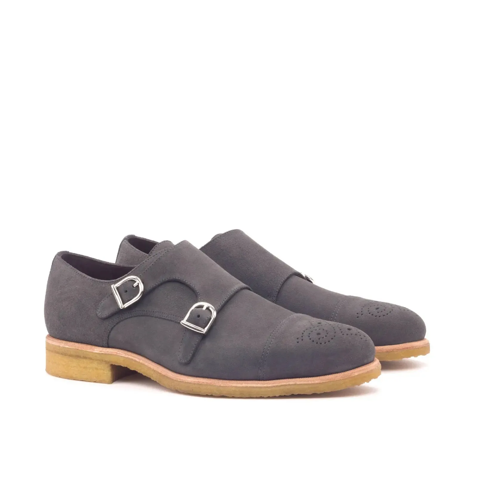 Dapperfam Schuhe DapperFam Monaco in Grau Herren Lux Wildleder Doppelmonk