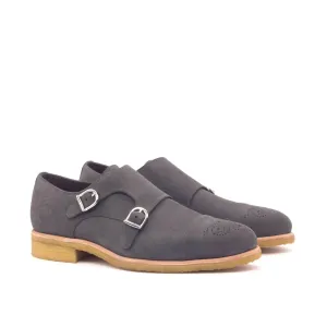Dapperfam Schuhe DapperFam Monaco in Grau Herren Lux Wildleder Doppelmonk