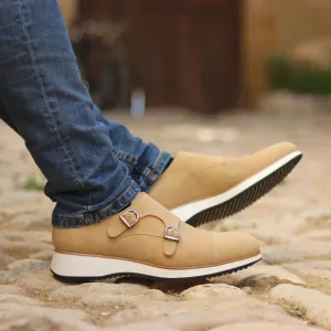 Dapperfam Schuhe DapperFam Monaco in Sand Herren Lux Wildleder Doppelmonk