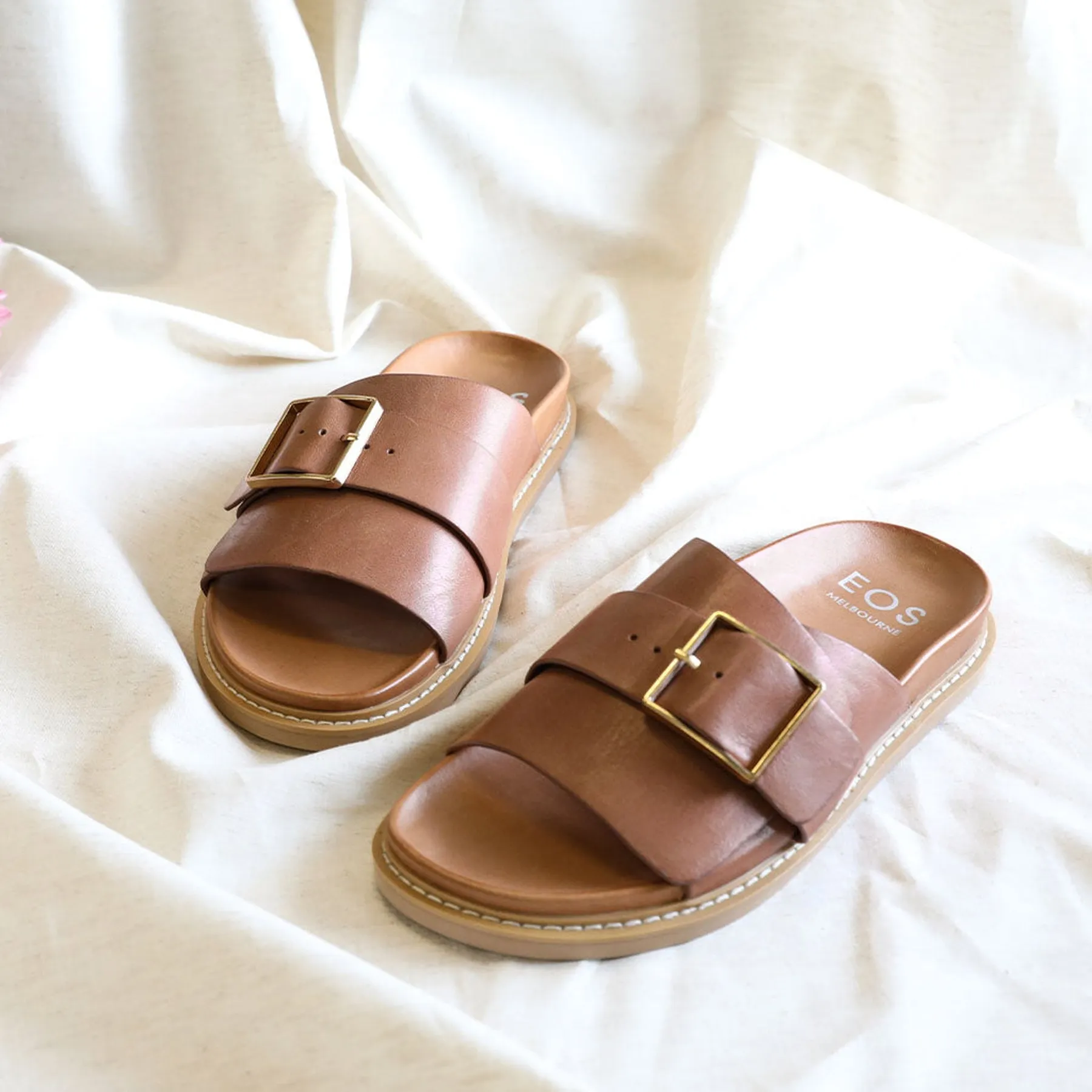 DEDE LEDER-SLIDESANDALEN