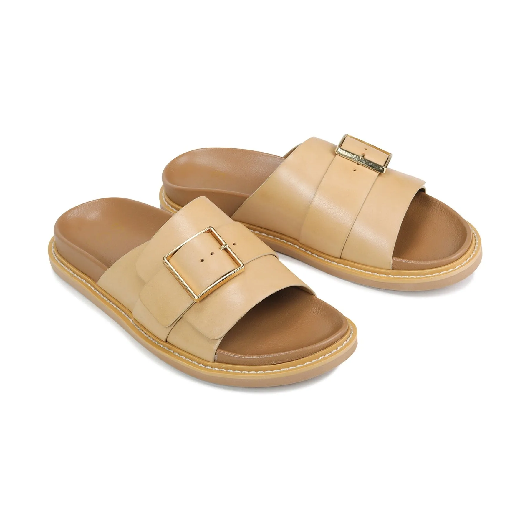 DEDE LEDER-SLIDESANDALEN