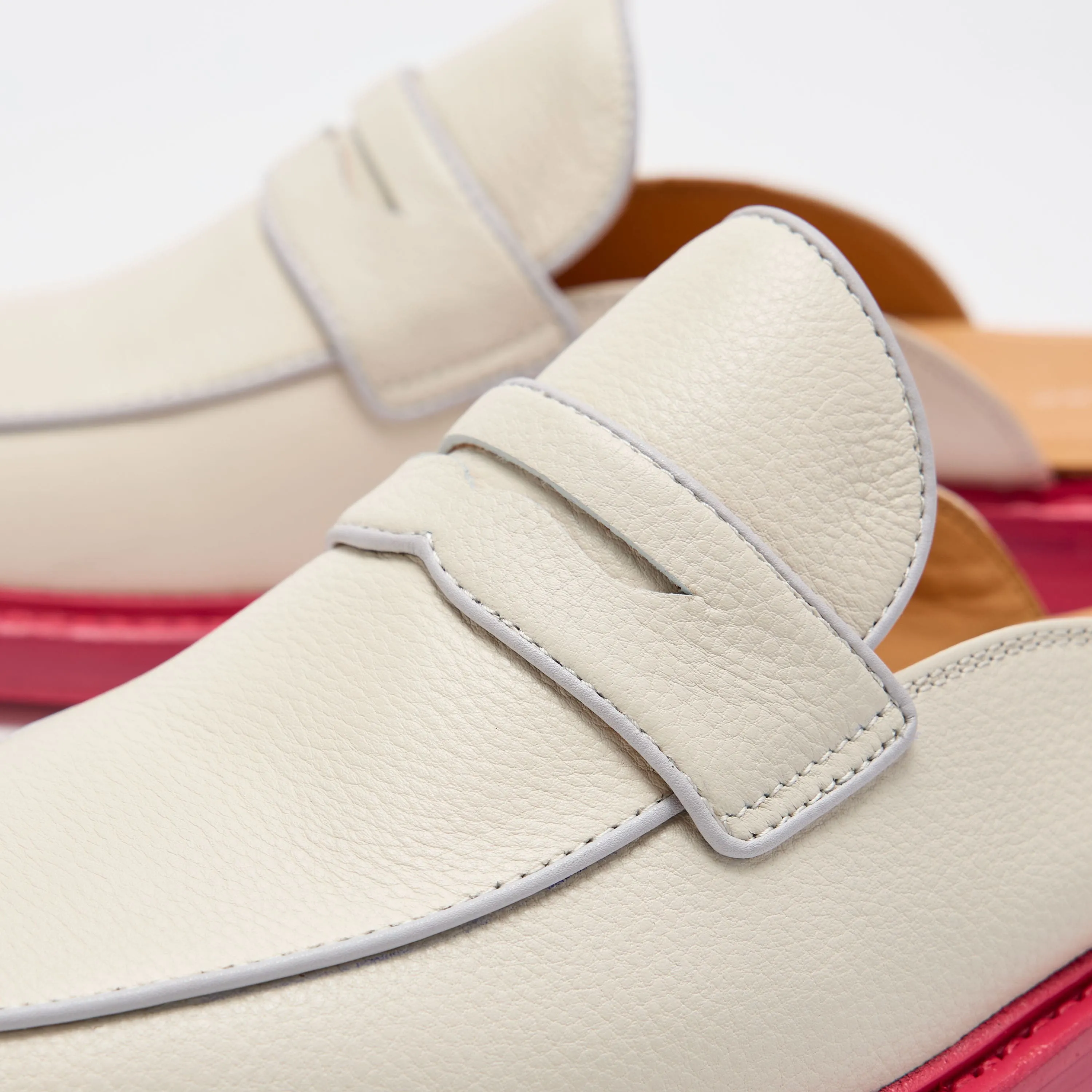Del Mar Loafer Mules in Creme/Rosa