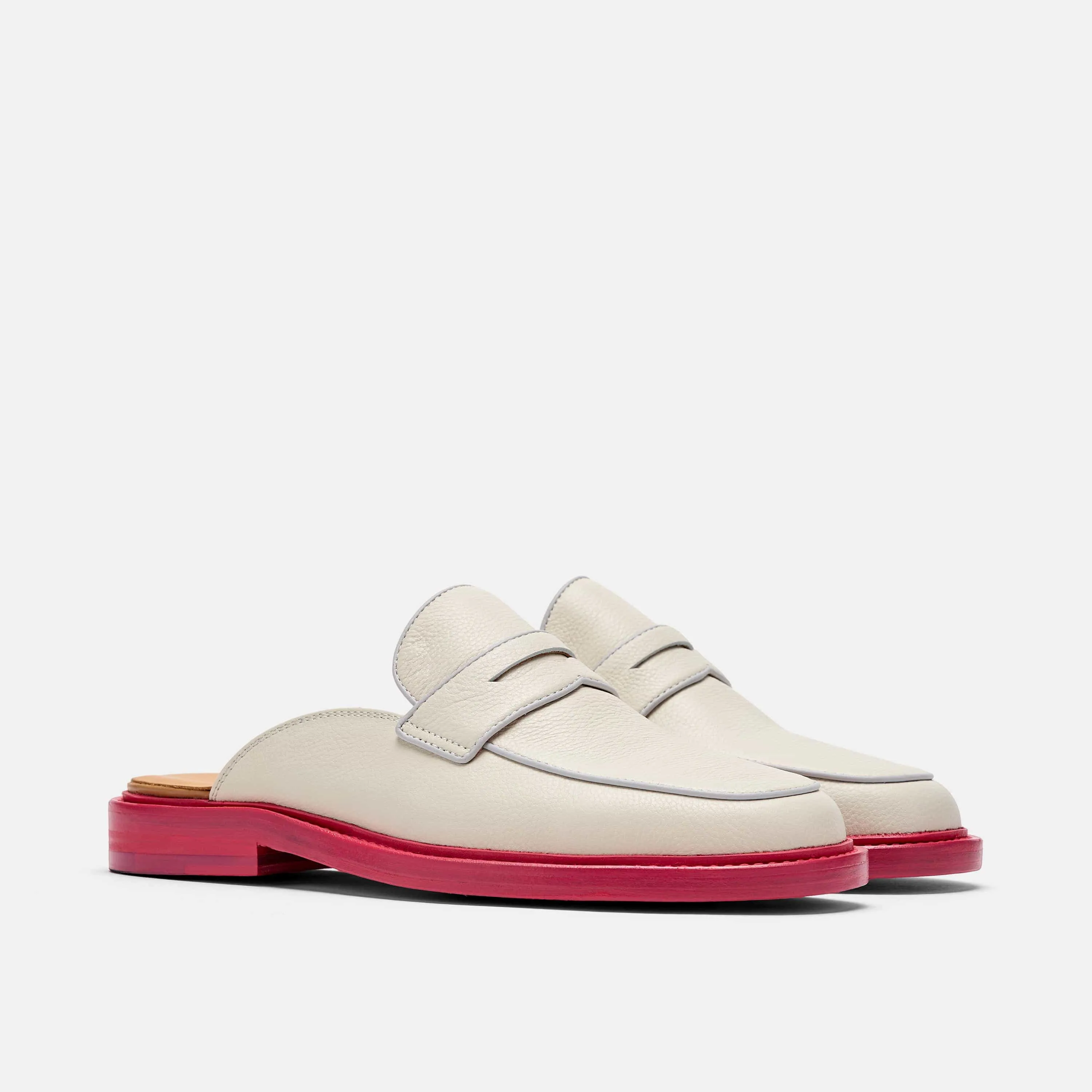 Del Mar Loafer Mules in Creme/Rosa