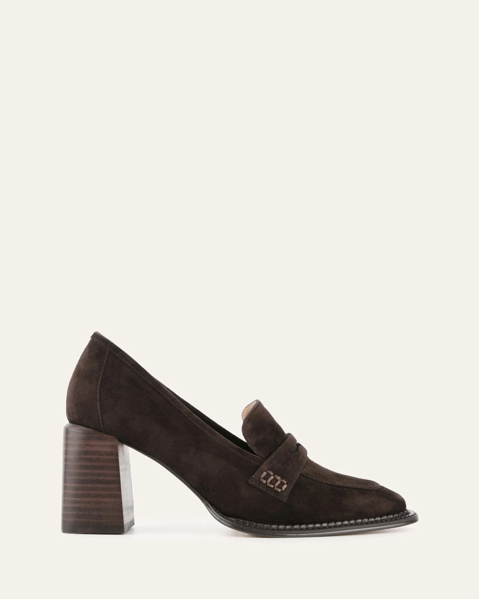 DELILAH MID HEEL LOAFERS BITTER CHOC SUEDE