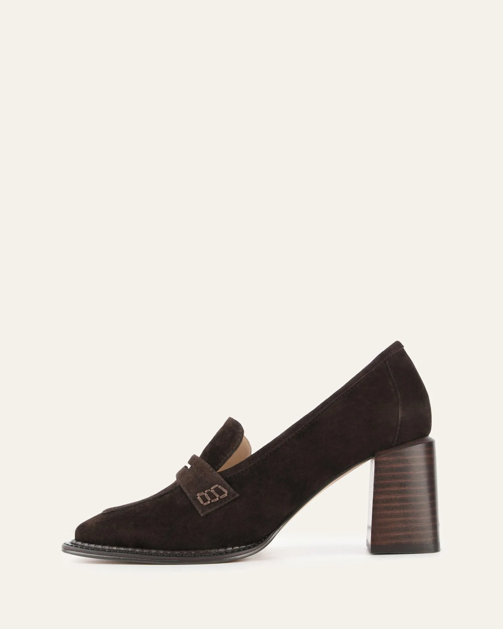 DELILAH MID HEEL LOAFERS BITTER CHOC SUEDE