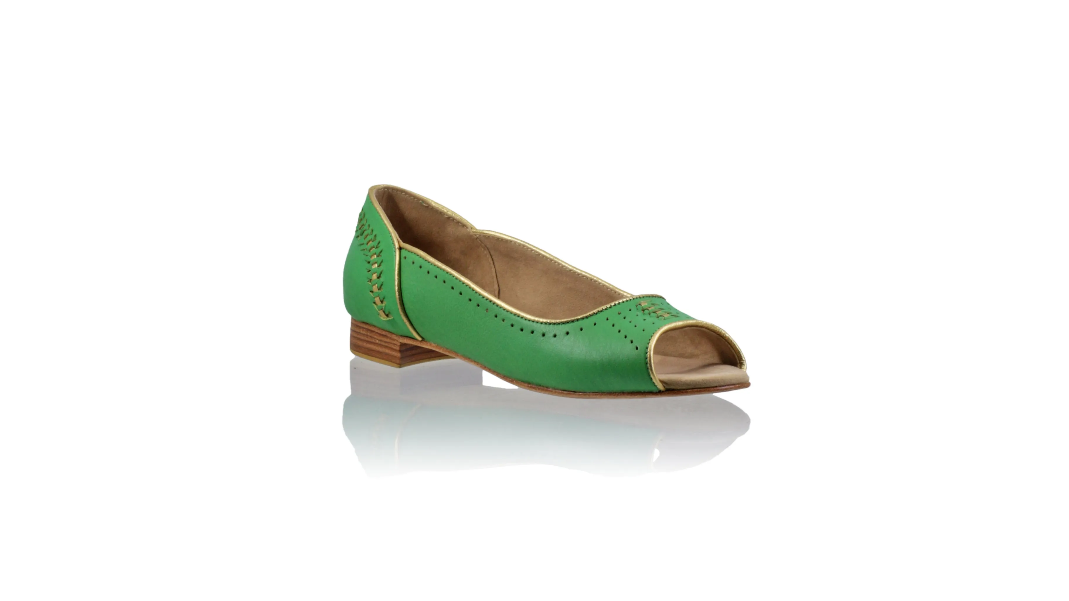 Donna 20mm Peeptoe Ballettschuhe - Grün & Gold