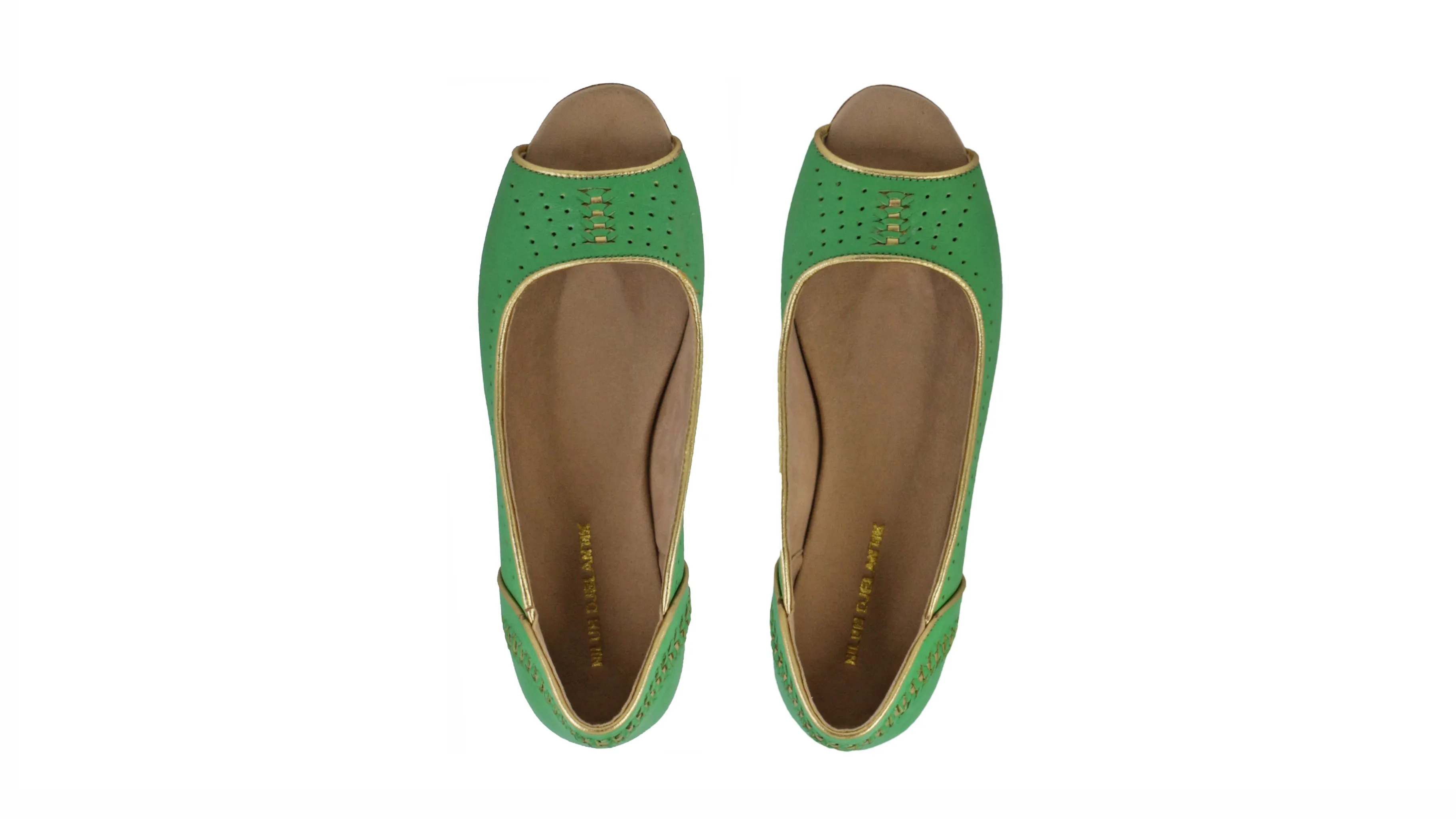Donna 20mm Peeptoe Ballettschuhe - Grün & Gold