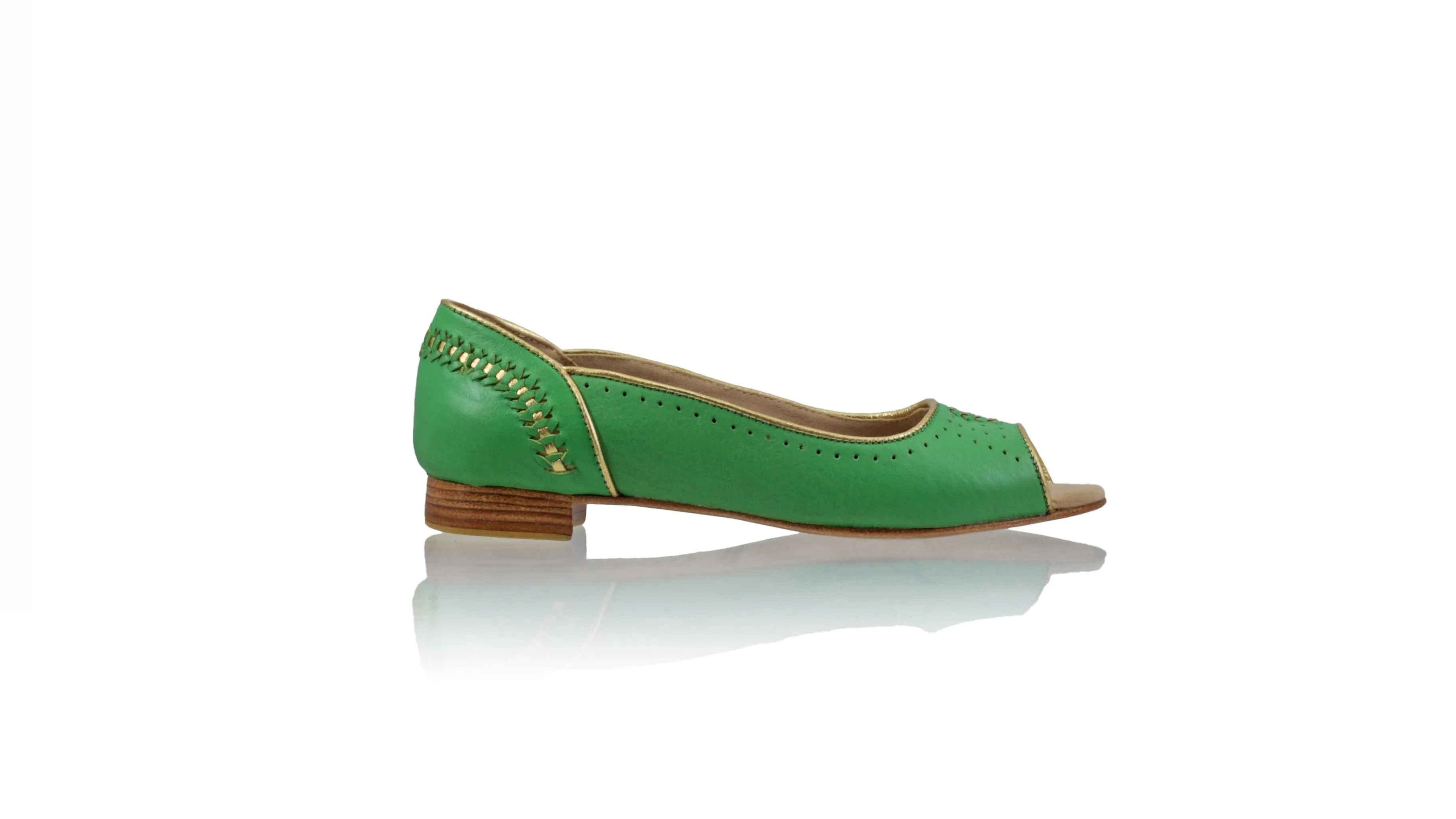 Donna 20mm Peeptoe Ballettschuhe - Grün & Gold